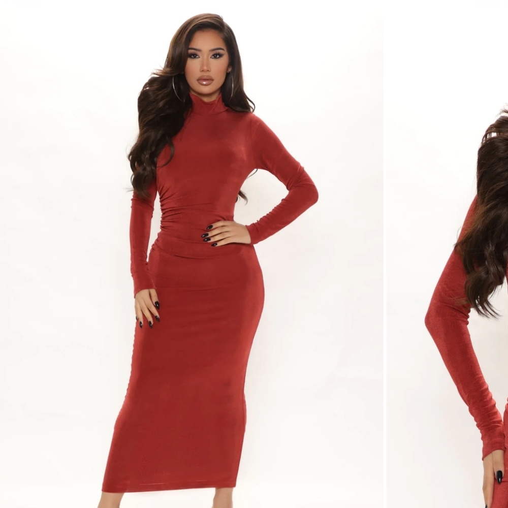 Lina Slinky Maxi Dress - Rust